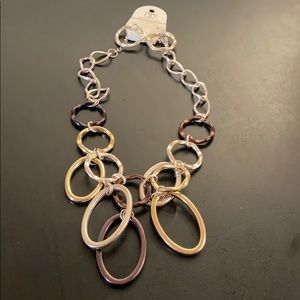 Cute BOHO Silver Brown & Gold Necklace & Earrings